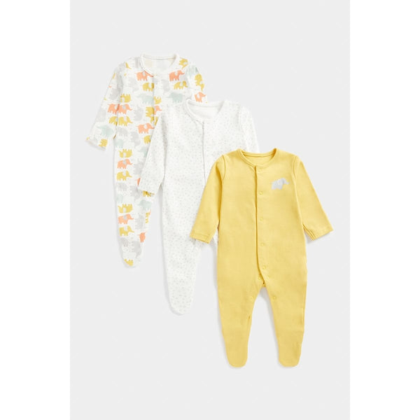 Mothercare Unisex Baby Essentials  Sleepsuit - Pack Of 3