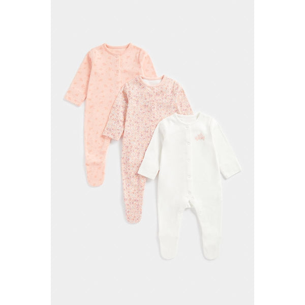 Mothercare Baby Girl Essential Sleepsuit - Pack Of 3