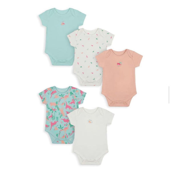 Mothercare Floral Dino Short Bodysuits – 5 pack