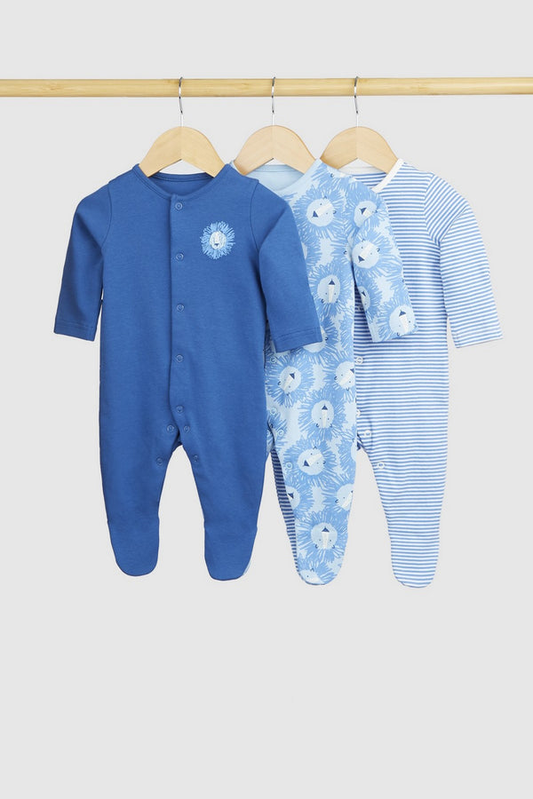 Mothercare Boy Essential Lion Sleepsuit - Pack Of 3