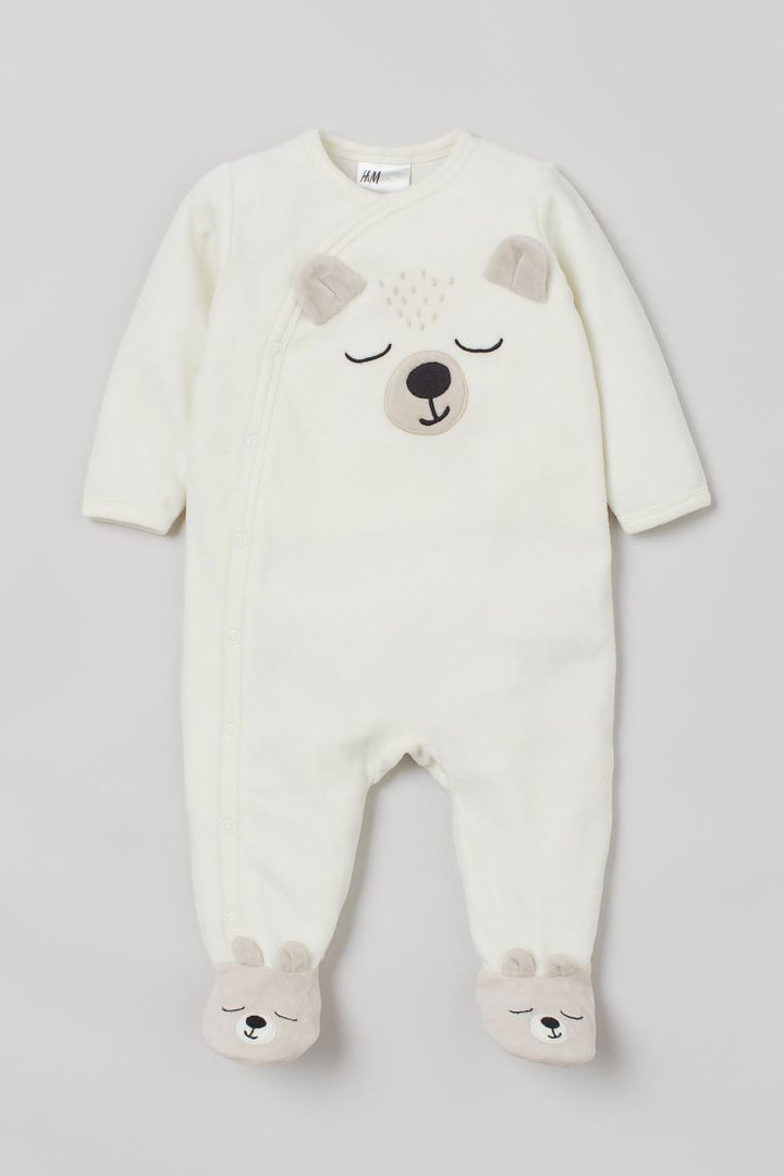 Bear Velour Sleepsuit