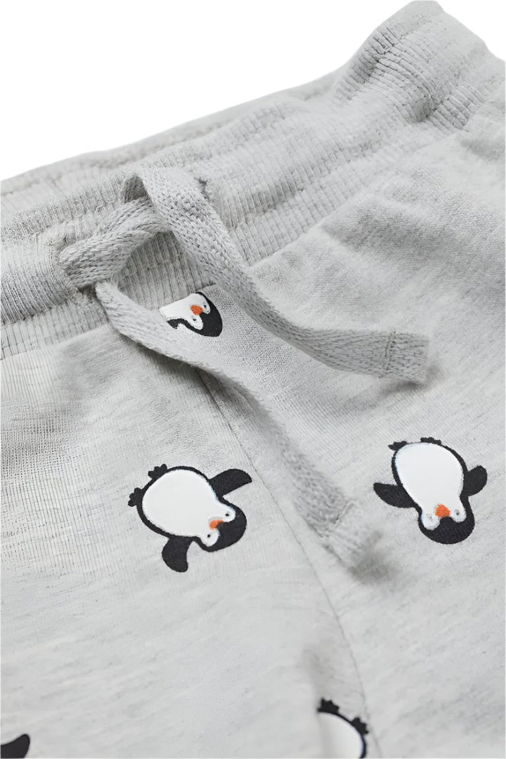 H&M Cotton Grey Sweatpants With Penguin Print 