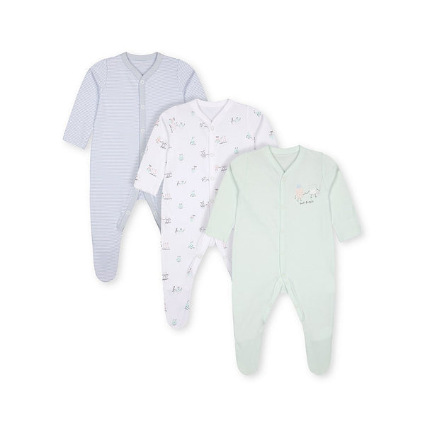 Mothercare Unisex Breakfast Buddy Sleepsuit - Pack Of 3