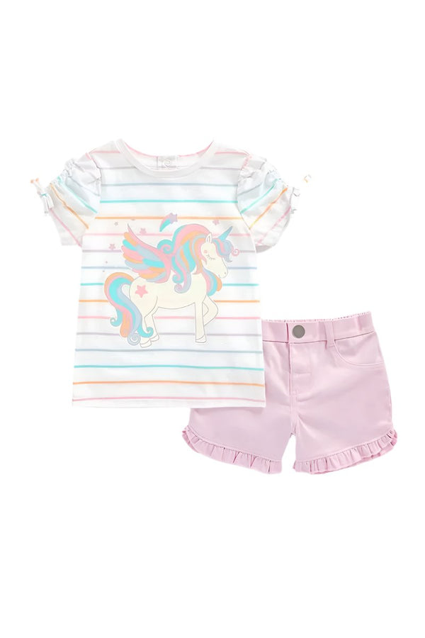 Mothercare Uk Girl Unicorn T-shirt and Shorts Set (8-9, 9-10 years)