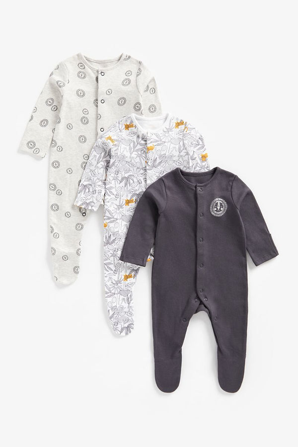 Mothercare Boys Lion Sleepsuit - Pack Of 3