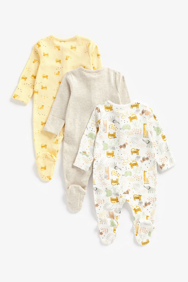 Mothercare Lion Full Sleeves Sleepsuits - Pack of 3