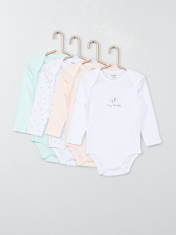 Kiabi France My Lovely Flower Long Sleeve Bodysuit 4 Pack