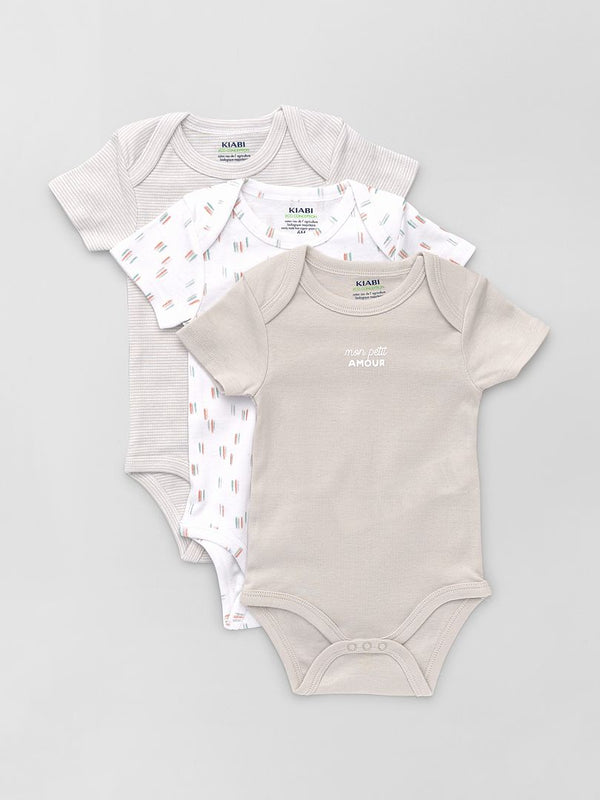 Kiabi France Mon Petit Amour Short Sleeve Bodysuit 3 Pack