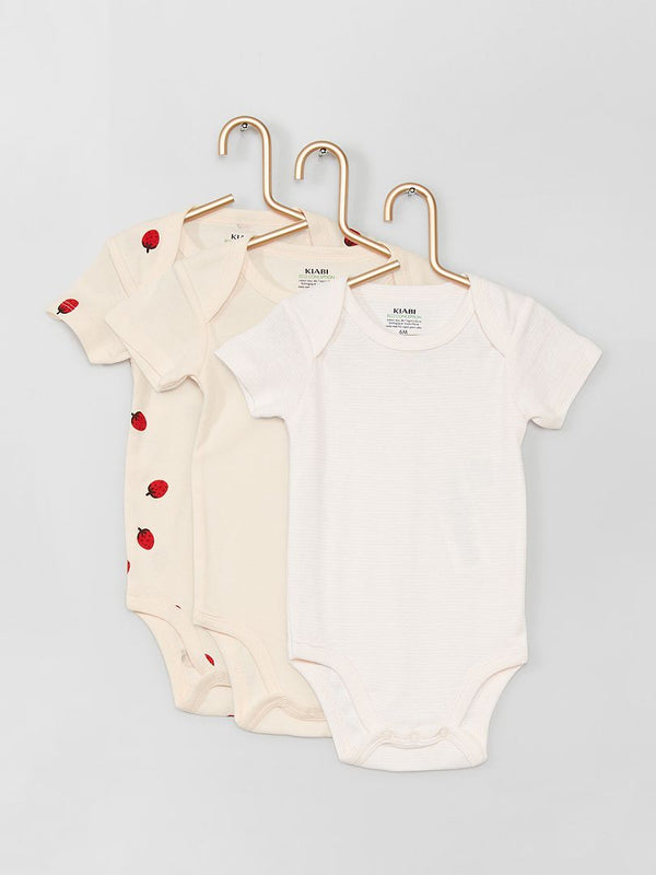 Kiabi France Strawberry Short Sleeve Bodysuit 3 Pack