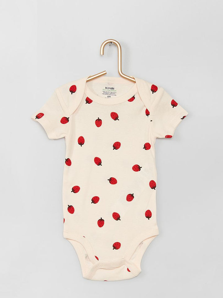 Kiabi France Strawberry Short Sleeve Bodysuit 3 Pack