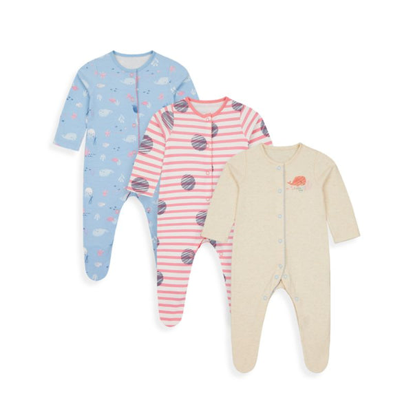 Mothercare Little Sailor Full Sleeves Sleepsuits - Pack of 3