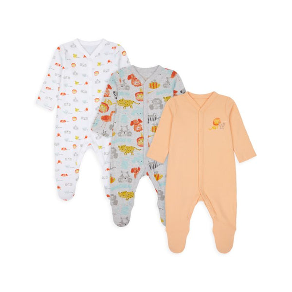 Mothercare Jungle Long Sleeve Sleepsuits - 3 Pack