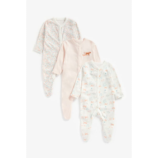 Mothercare Girls Wild West  Sleepsuits - Pack of 3