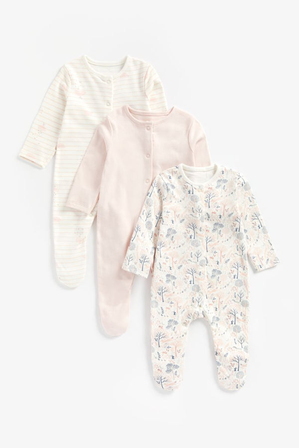 Mothercare My First Girl Sleepsuits - 3 Pack