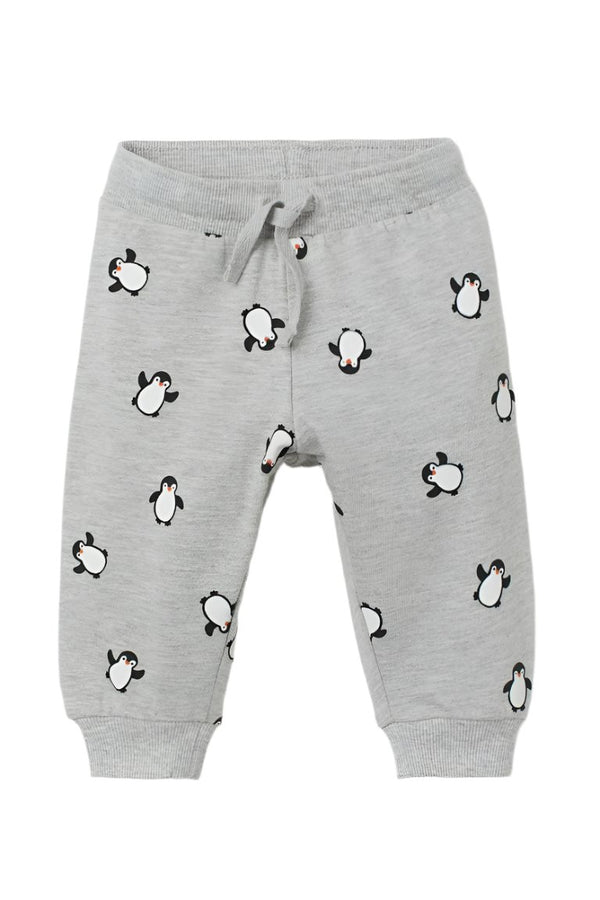 H&M Cotton Grey Sweatpants With Penguin Print 