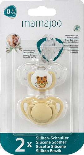 Mamajoo Silicone Orthodontic Tiger Soother 2 Pack