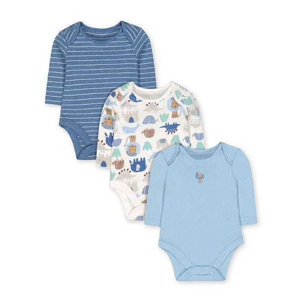 Mothercare Long Sleeve Bodysuit  Boys Animal Friend 3-Pack