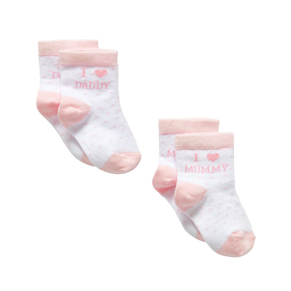 Mothercare White And Pink Cotton Girl Socks 