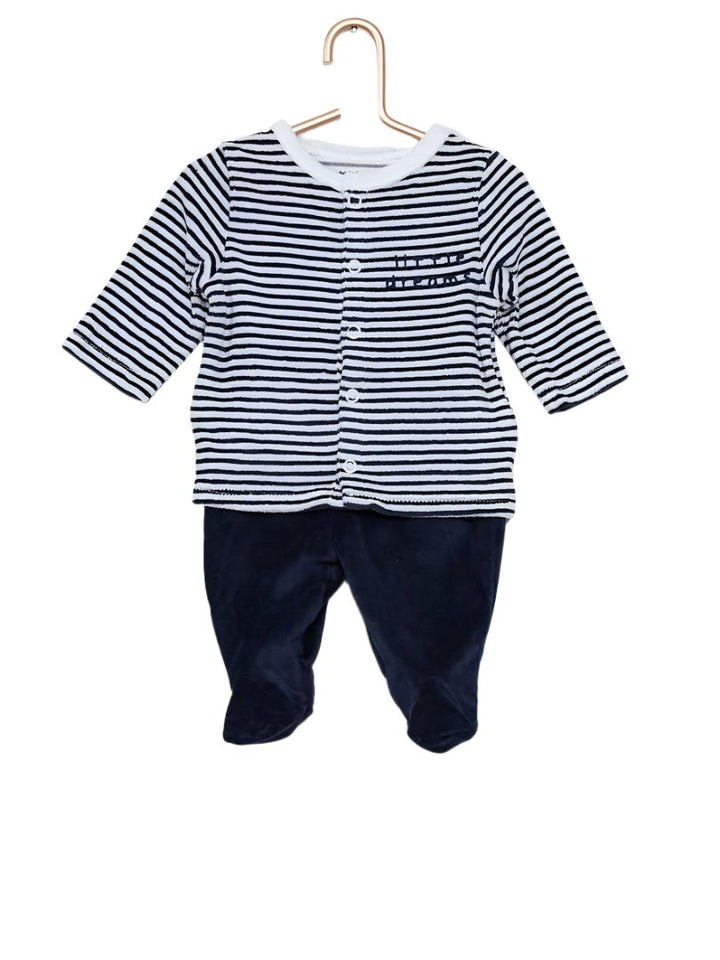 Kiabi France Navy Stripped Velour Pyjama