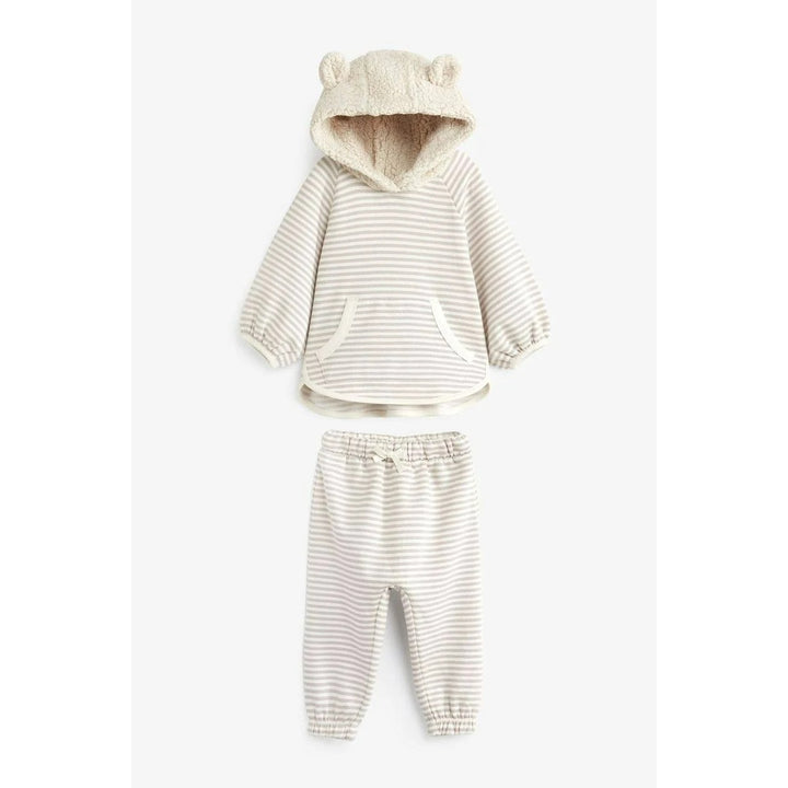 Next Uk Neutral Stripe Hoodie And Joggers Set