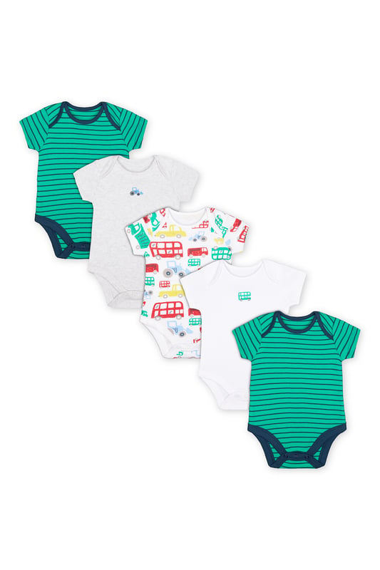 Mothercare Lets Go Short Sleeve Bodysuits 5 Pack