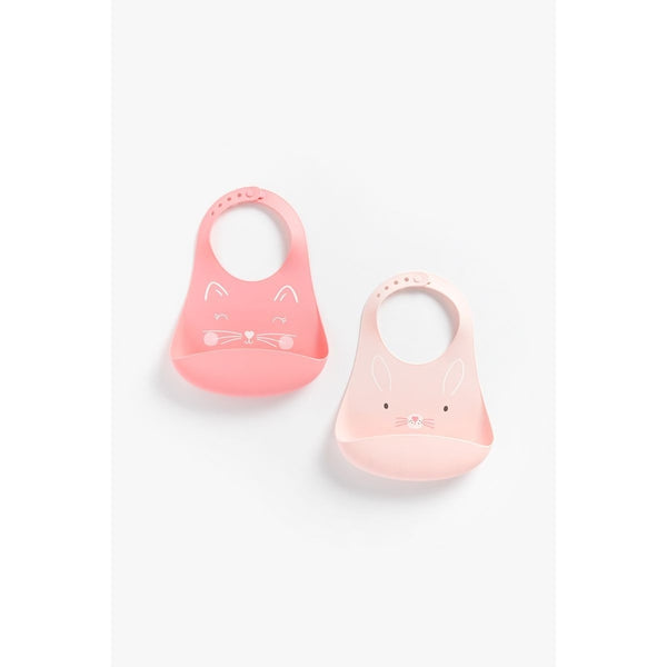 Mothercare Cat And Bunny Crumb-Catcher Silicone Bibs - 2 Pack